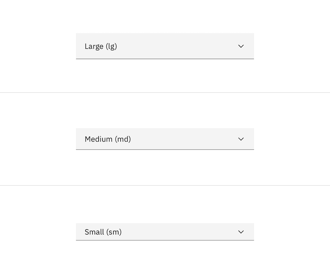 Dropdown sizes in the default style